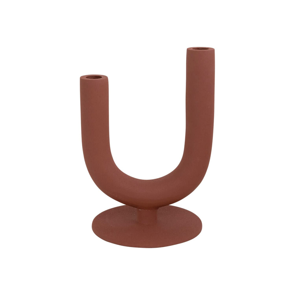 Bougeoir double conique en m   tal textur    Bloomingville 18 cm (L) x 18 cm (l) x 25 cm (H) roux