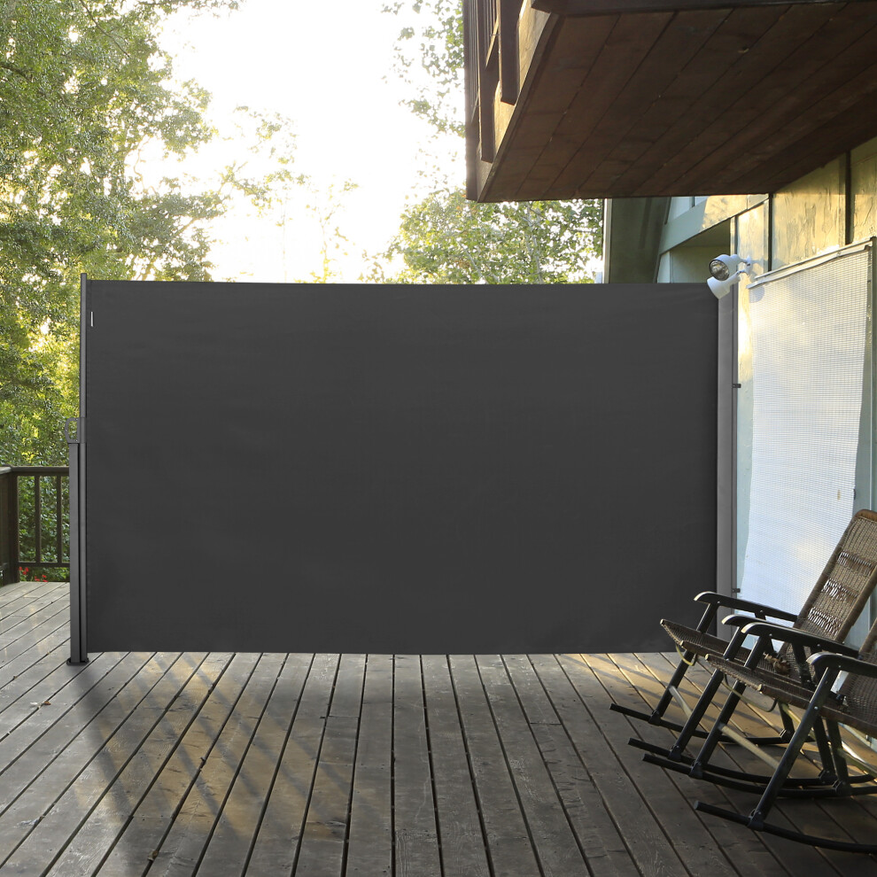 Outsunny 3x1.8M Retractable Side Awning Screen Fence Patio Privacy Divider Grey