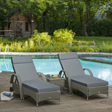 Outsunny Set of 2 Lounger Cushions ONLY Deep Seat Patio Cushions Dark Grey