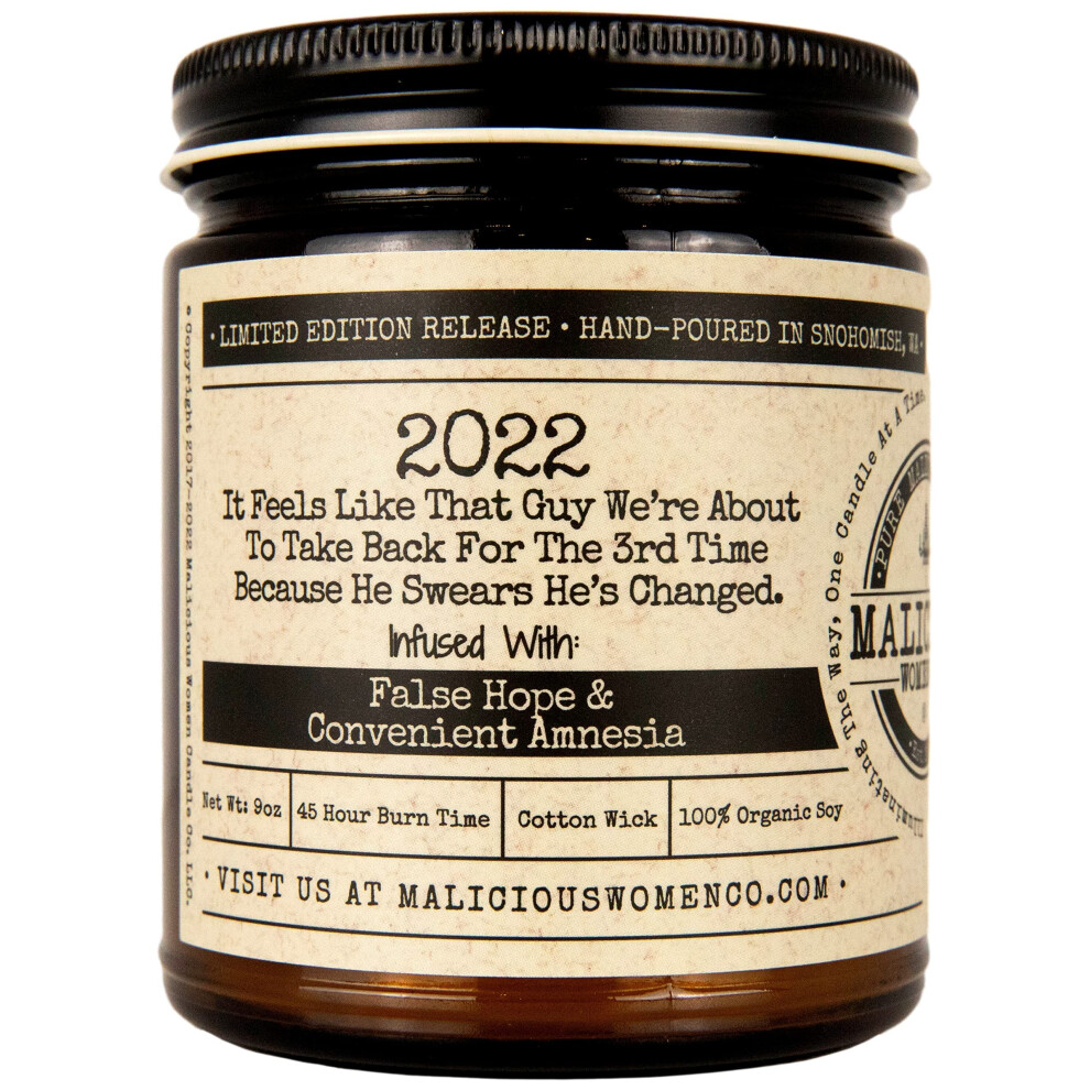 Malicious Women Candle Co - 2022 - He's Changed  Honeysuckle Infused with False Hope & Convenient Amnesia  All-Natural Soy Candle  9 oz-image-OPC-PGC5ST2-NEW