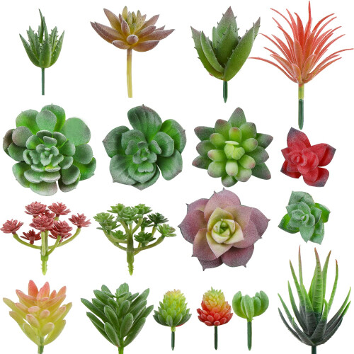 Artificial Succulents Plants, 16pcs Fake Succulents Plant For DIY Home Floral Wall Garden Office Party Decoration Colorful Unpotted 450844653026967552