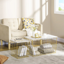 HOMCOM Side Table Set of 2, Modern Coffee End Bedside Storage Tables