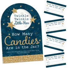 Big Dot of Happiness Twinkle Twinkle Little Star - Hoeveel snoepjes Babyshower of verjaardagsfeestspel - 1 standaard en 40 kaarten - Snoepraadspel