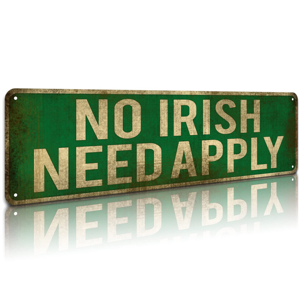Kooll Targa In Latta Con Scritta "No Irish Need Apply ", Decorazione Da Parete Vintage Per Ufficio/Casa/Aula, 10,2 X 40,6 Cm-image