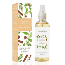 White Sage & Sandalwood Smudge Spray by Aromafume | 100ml/3.3 oz | Sage Spray for Cleansing Negative Energy & Protection | Non-Toxic | Room Spray for