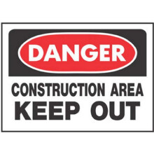 Hy-ko Prod Co 520 10"""" X 14""""  Red  Danger Construction Area Keep Out Sign