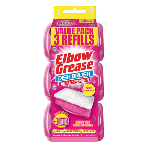 Elbow Grease Pink Dish Brush Refills - 3 Pack