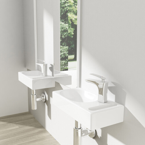 Durovin Compact Ceramic Wall Hung Sink Cloakroom Hand Washing Basin 2