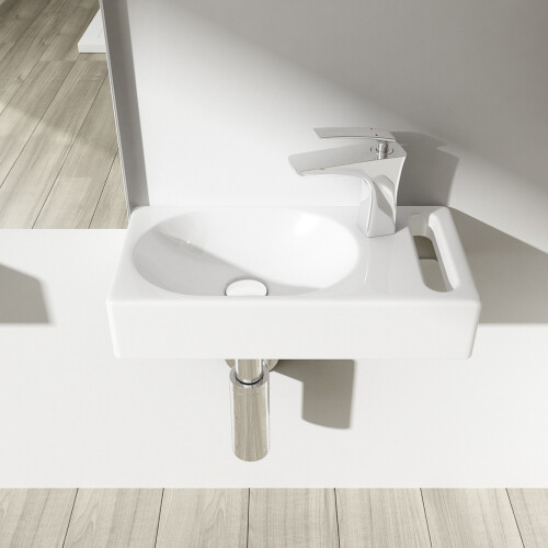 Durovin Compact Ceramic Wall Hung Sink Cloakroom Hand Washing Basin 1