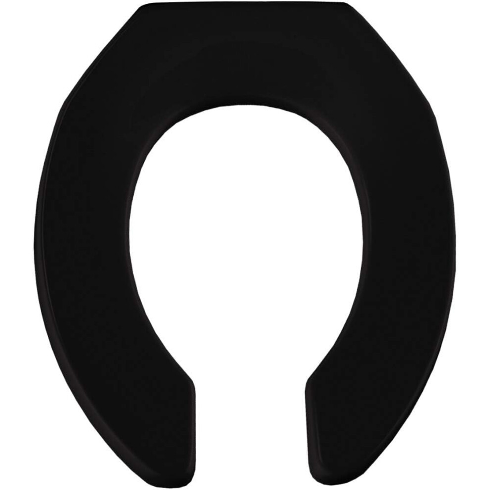 BEMIS 955SSCT 047 Commercial Heavy Duty Open Front Toilet Seat without Cover will Never Loosen & Reduce Call-backs  Round  Plastic  Black