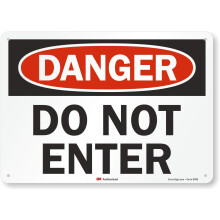 SmartSign - U1-1032-RA_14x10 """"Fare - G? ikke ind"""" Sign | 10"""" x 14"""" 3M reflekterende aluminium sort/r?d p? hvid