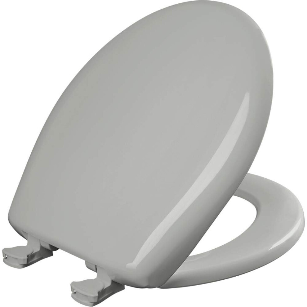 Bemis Classic Colors Slow Close Toilet Seat  Easy Clean Hinges and Durable Plastic Seat  Round  Ice Grey