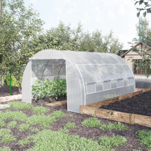 Outsunny 4 x 3 x 2 m Polytunnel Greenhouse Pollytunnel Tent w/ Steel Frame White