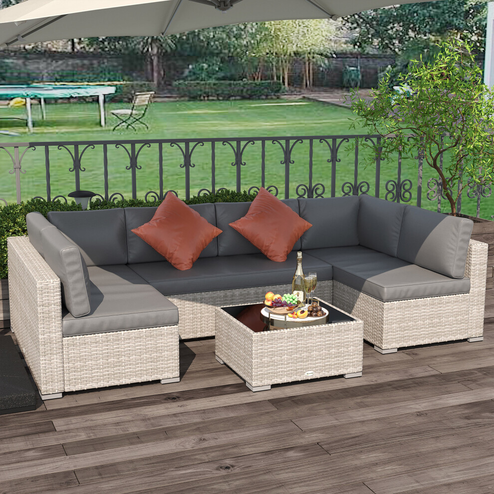 Outsunny 4 Pcs Patio Pe Rattan Wicker Sofa Conservatory Outdoor Furniture Set