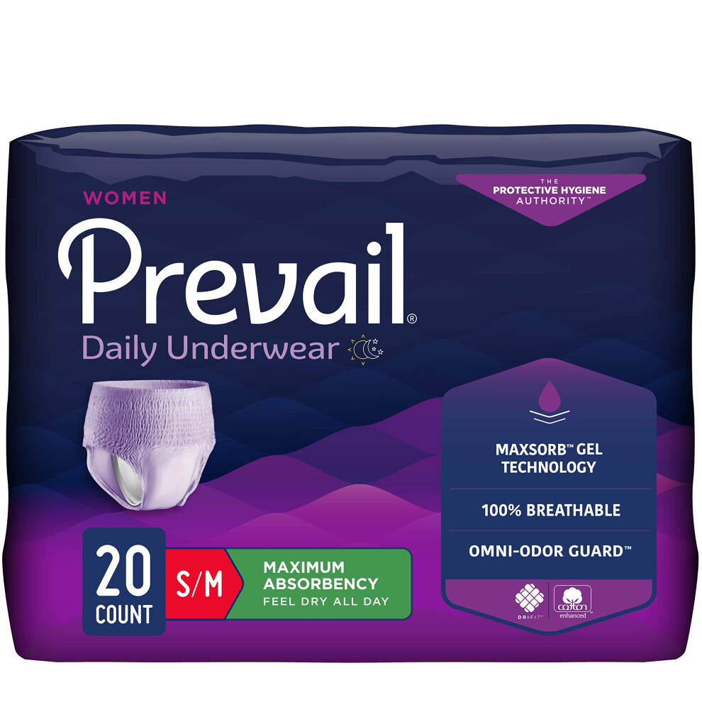 Prevail Maximum Absorbency Incontinence Underwear For Women Small/Medium 20 Count