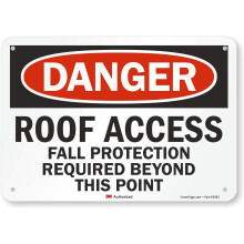 SmartSign U3-1959-RA_10X7 """" Danger Protection d'automne d'acces au toit requis au-dela de ce point """" Signe en aluminium recycle reflechissant 1