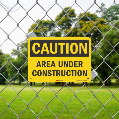 """"Caution - Area Under Construction"""" Sign by SmartSign | 7"""" x 10"""" 3M Reflective Aluminum 2