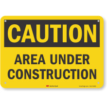 """"Caution - Area Under Construction"""" Sign by SmartSign | 7"""" x 10"""" 3M Reflective Aluminum