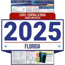 Arbeitsgesetz-Plakat des Staates Florida und des Bundes aus dem Jahr 2025 OSHA-konform am Arbeitsplatz Aushang der vorgeschriebenen Vorschrif