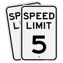 (2-pack) Snelheidslimiet 5 MPH Bord, 18 x 12 Inch Reflecterend, Roestvrij Aluminium