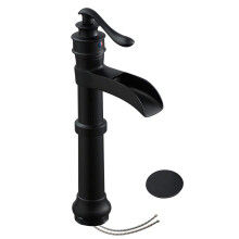 Homevacious Black Bathroom Faucet Vessel Sink Matte Waterfall Farmhouse Single Hole Antique Bowl with Pop Up Drain Stopper Lavatory One Handle Supply
