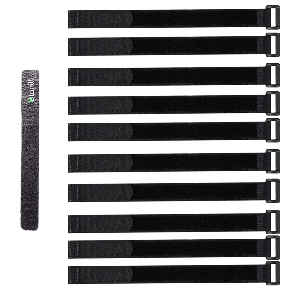 Oldhill Hook And Loop Cinch Straps Adjustable And Reusable - 10 Pack (18"""" X 1"""" Black) 650434984300