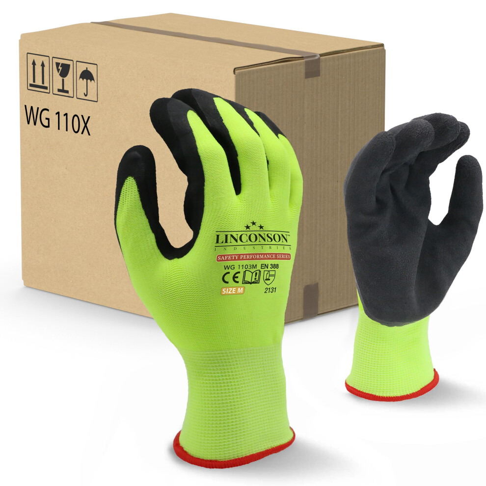 Linconson 12 Pack Safety Performance Series Construction Mechanics Work Gloves (Xl (Pack Of 12) Green) 628405006009