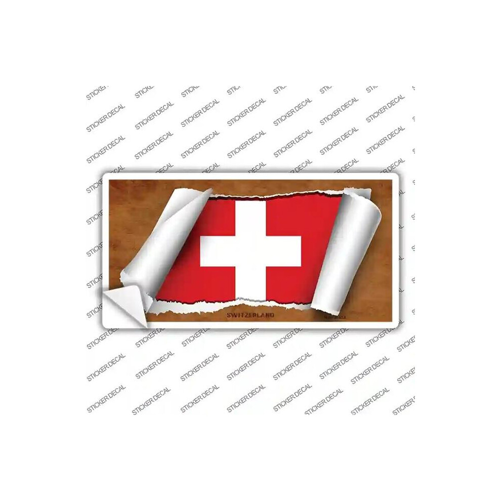 Smart Blonde Lp-9075S-L Switzerland Flag Scroll Novelty Sticker Decal - Large 792636458323