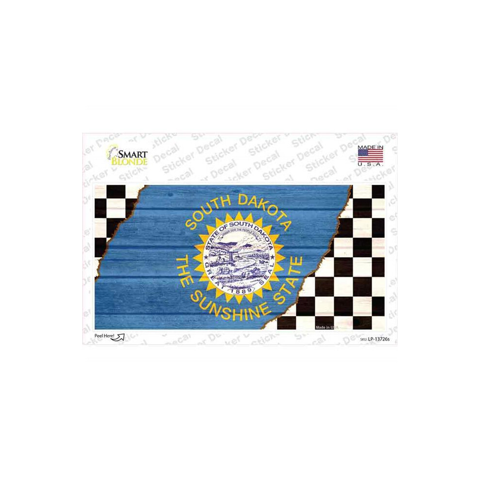 Smart Blonde Lp-13726S-M South Dakota Racing Flag Novelty Sticker Decal - Medium 792636450426