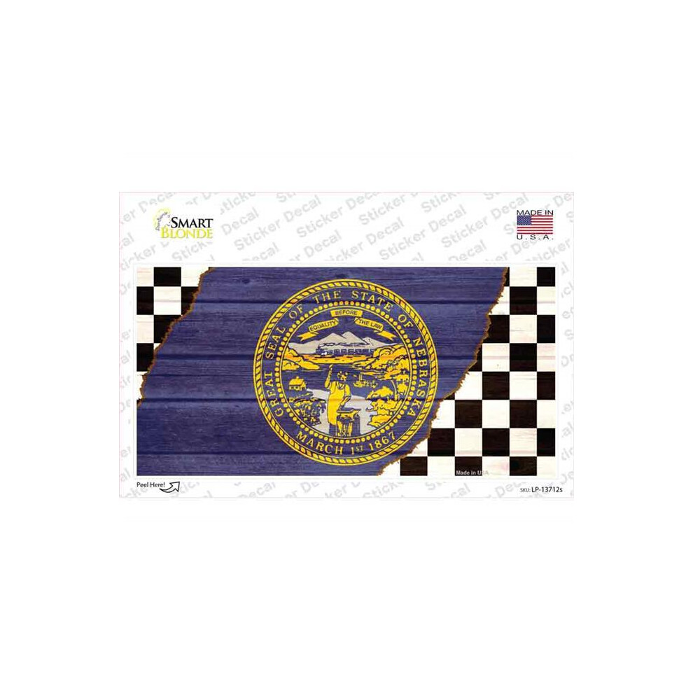 Smart Blonde Lp-13712S-M Nebraska Racing Flag Novelty Sticker Decal - Medium 792636449826