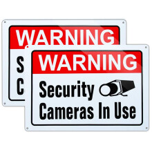 Large Warning Video Surveillance in Use Sign Security Cameras in use Sign Large 10x14 Inch Aluminum UV Ink Printed for House and Business (2-Pack)