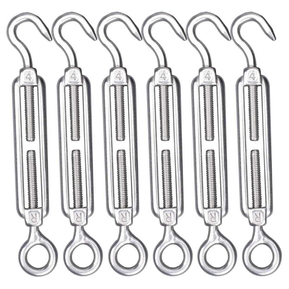 6Pcs M4 Turnbuckles Alele Stainless Steel 304 Clothesline Tightener Suitable For Tighten Taut Rope (M4 Turnbuckle Oc 6Pack) 711796626090