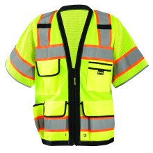 Vesta OccuNomix LUX-HDS2T3-YL pre geodetov s vysokou odolnostou, sietovina, dvojfarebn   , so zipsom, 8 vreckami, trieda 3, 100 % ANSI polyester, v