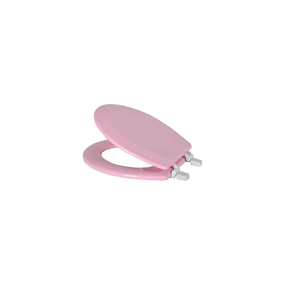 Si   ge de toilette rond en bois avec bord biseaut    J&V Textiles (rose)*