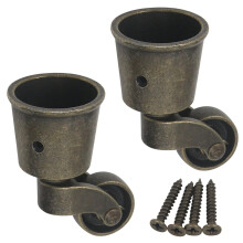 Semetall 2Pak 2,6x1,5 tommer metal vintage drejelig rund kop hjul Drejeligt hjul til m?bler (bronze)