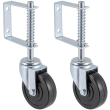 ZEONHAK 2-pack 4 inch veerbelast poortwiel Zware poortwielen met veer 360 graden schuifpoortwielen voor boerderij Houten poort Metalen buispoorthek 2