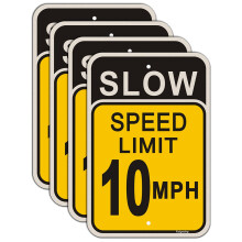 4-Pack Langzame Snelheidslimiet 10 MPH Bord, Verlaag Snelheid Bord, 18 x 12 Inch Verkeersbord