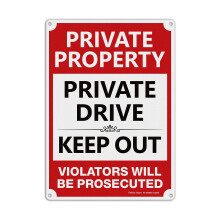 Privateigentum ? Schild ?Betreten von Privatstrassen verboten?, Verst?sse werden strafrechtlich verfolgt, Schild ?Privateigentum?, 35,6 x 25,4 cm,