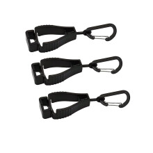 Confezione da 3 ganci per guanti, per la sicurezza sul lavoro, per occhiali, caschi, ganci, ganci per cintura (nero)
