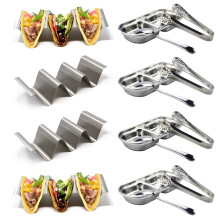 Encoli Taco -indehavere 4 pakker rustfrit stål taco -stativer med håndtag Toko Stand Hold op til 3 Taco Oven Grill opvaskemaskine sikker
