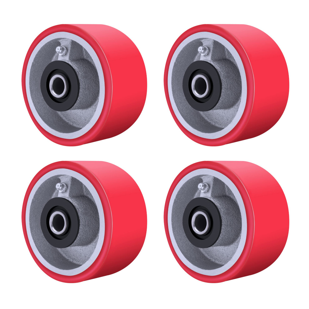 4 Inch Casters Wheels- Heavy Duty Casters  Polyurethane Caster Wheel- Set of 4 with Strong Capacity 3000 LB  Widely Used in Tool Box  Trailer Jack