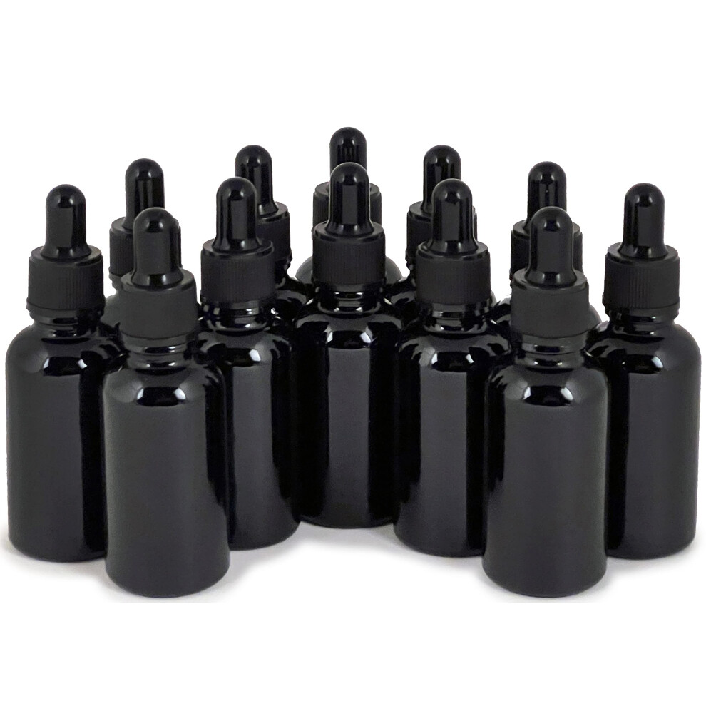 Vivaplex 12 Schwarze 1-Oz-Glasflaschen Mit Glas-Augentropfern-image