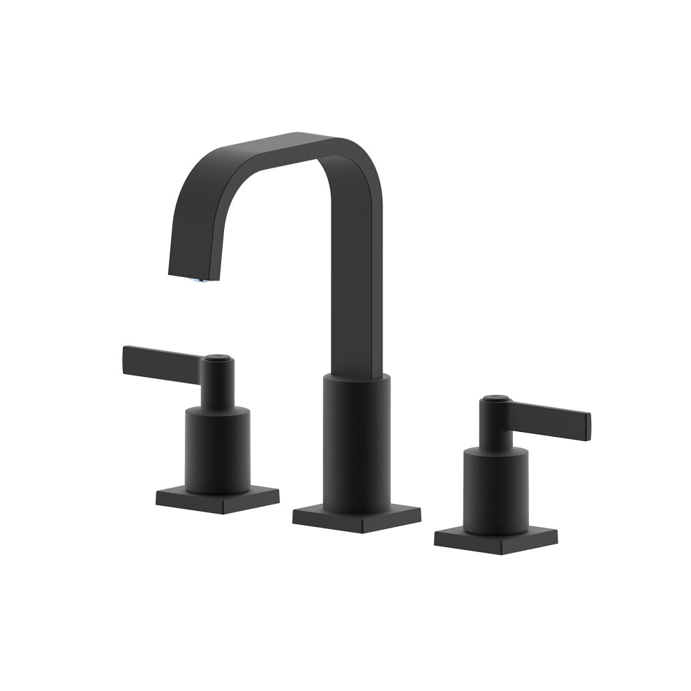 Robinet de salle de bain     deux poign   es Derengge, robinet de lavabo de 8 pouces, noir mat, avec bonde escamotable, robinet de lavabo     3 trous,
