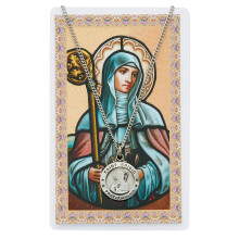 Saint Brigid 3/4-inch Pewter Medal Pendant Necklace with Holy Prayer Card