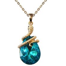 Navachi 18k vergulde waterdruppel kristal meer blauwe zirkoon slang Az6001p slang hanger ketting 16""""+2""""