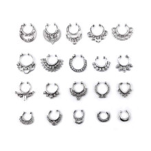 Honbay 20 stk. Fake Septum Clicker Nose Ring Rhinestone Non Piercing Hanger Clip Body Jewelry (s?lv)