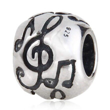 Music Note Charm 925 Sterling Silver Love Melody Charm Art Charm Lucky Charm pro nramek Pandora (D)