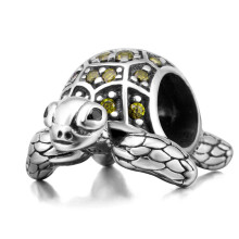 Sea Turtle Charm 925 Sterling-hopeahelmet sopivat tee-se-itse -rannekoruun ja -kaulakoruun (kiilt   v    oliivinvihre   )