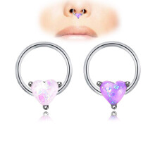 Greendou Fashion Jewelry rozsdamentes acl, szv alak, egysznu opl, ausztrl kristly orrgyuru (lila)