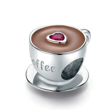 Kaffeetassen-Charm, 925er Sterlingsilber, Tassen-Charm, Liebes-Charm f   r Pandora-Charm-Armband